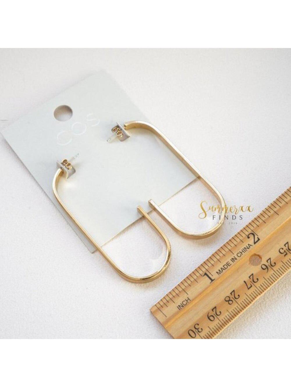 COS Curved Open Hoop Earrings In Gold - Picture 3 of 4